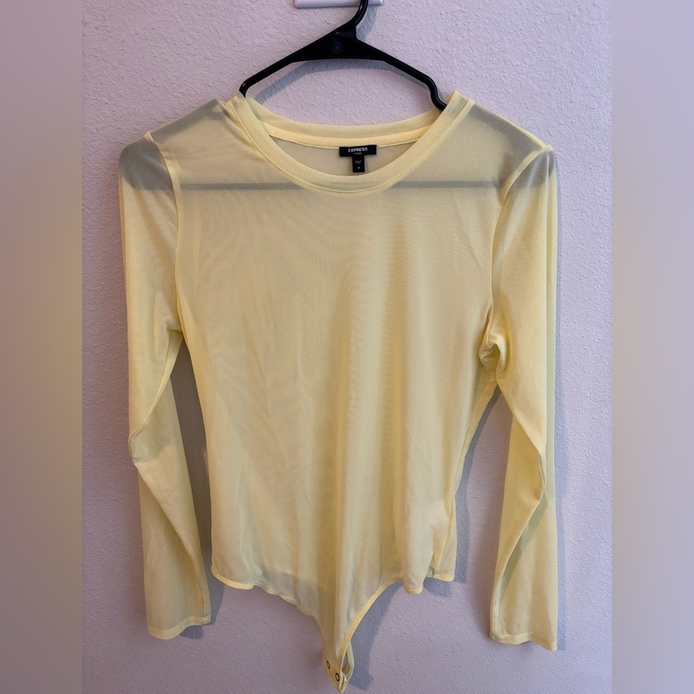 Express Light Yellow Sheer Bodysuit